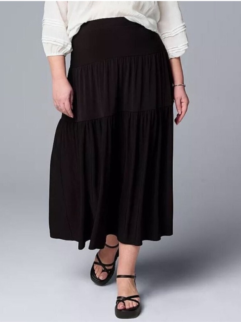 Simply Vera Vera Wang Black Tiered Maxi Skirt
